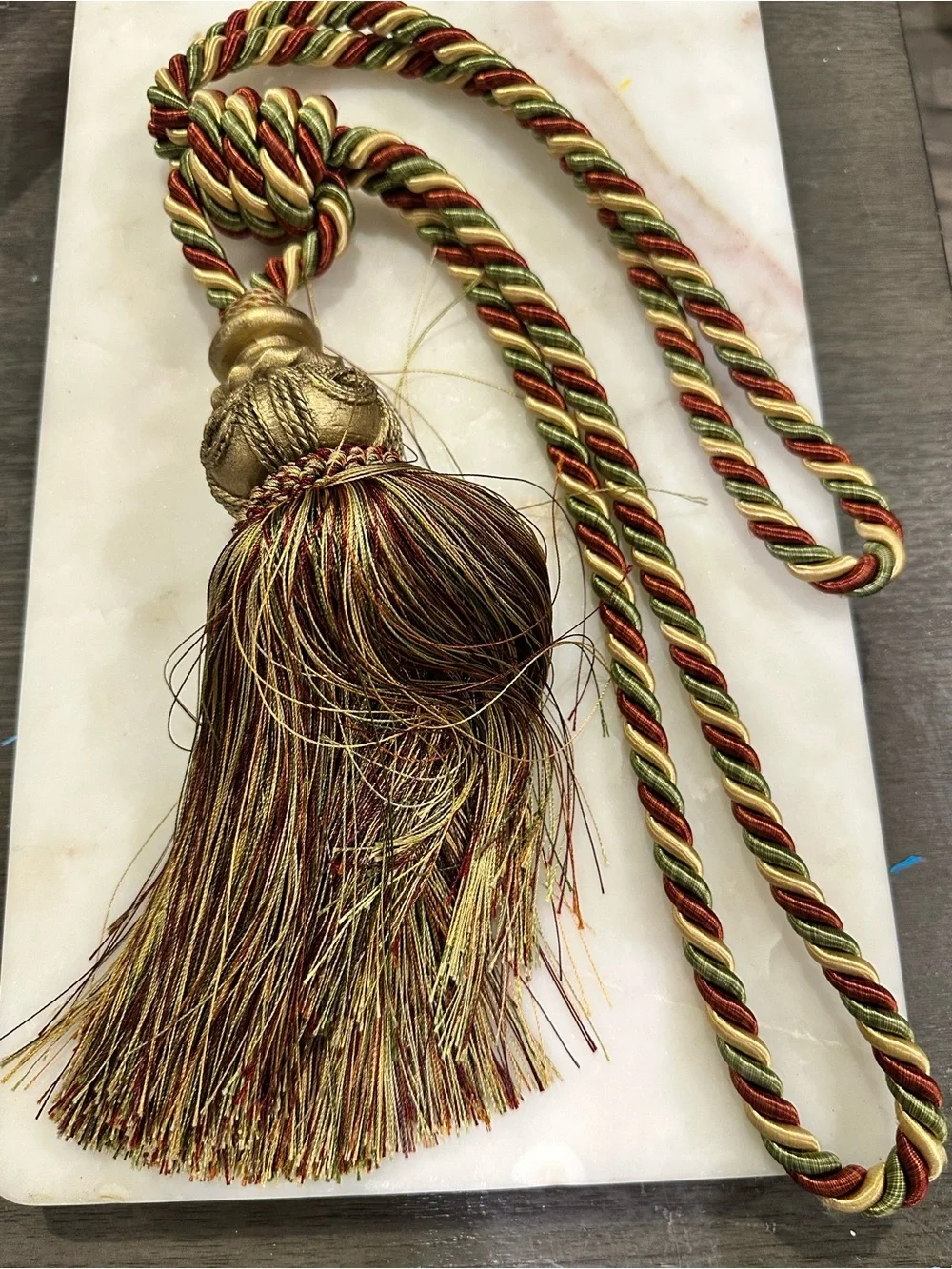 Luxury Multicolor Curtain Tassel Tieback in Green, Red & Gold